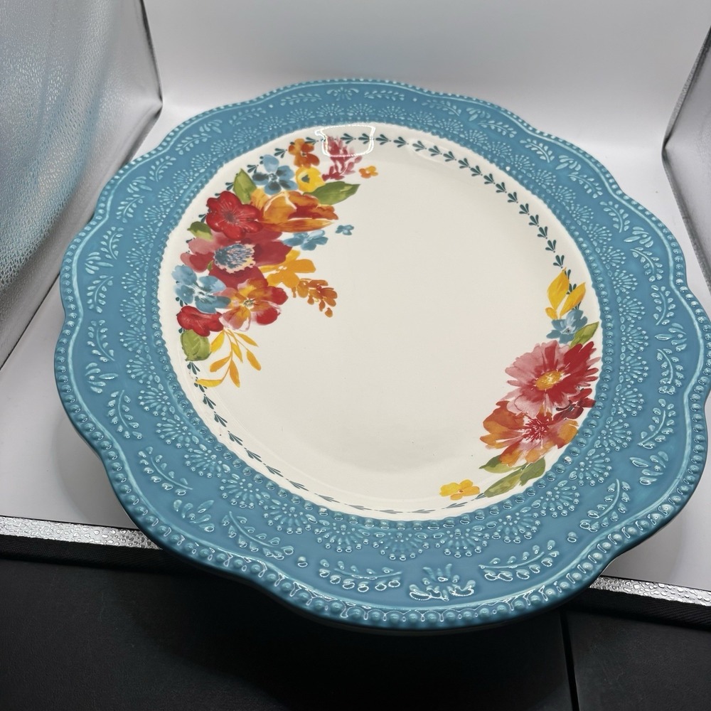 THE PIONEER WOMAN Ceramic Serving Platter 21" long and 16" Wildflower Whimsy